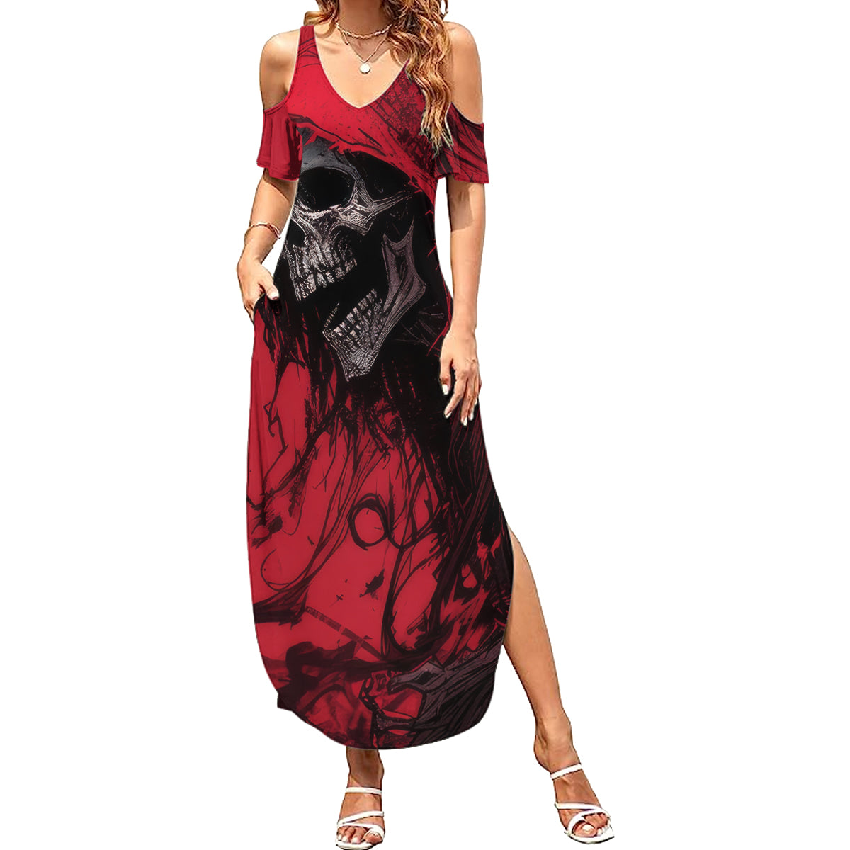 Skull Death Summer Maxi Dress Your Time - Wonder Print Shop