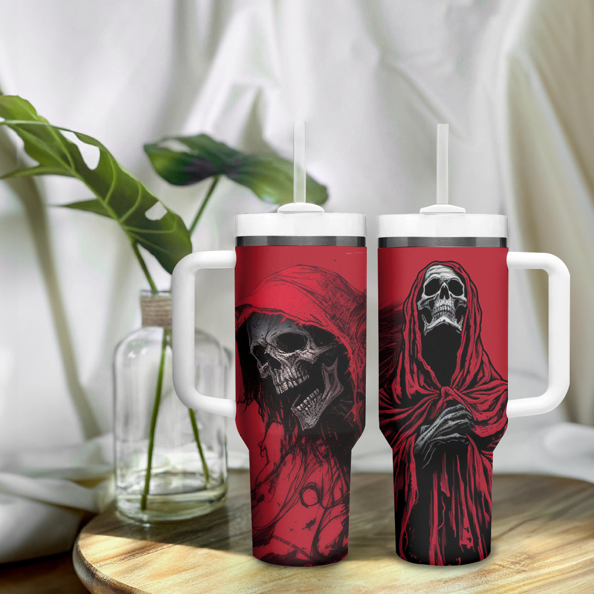 Skull Death Tumbler With Handle Your Time - Wonder Print Shop