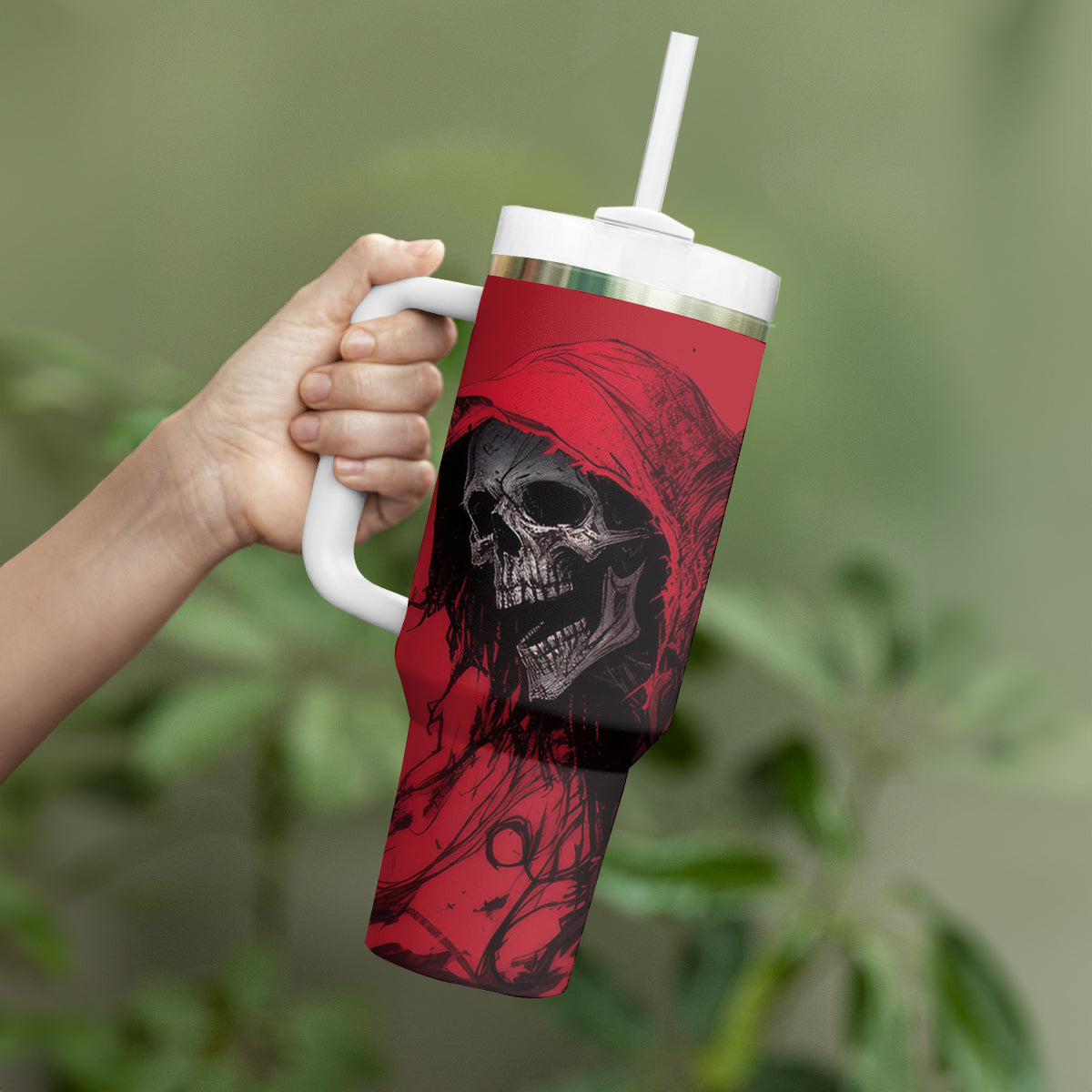 Skull Death Tumbler With Handle Your Time - Wonder Print Shop