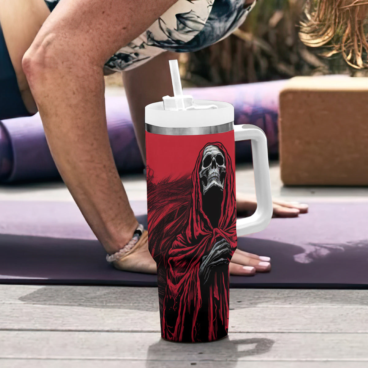 Skull Death Tumbler With Handle Your Time - Wonder Print Shop