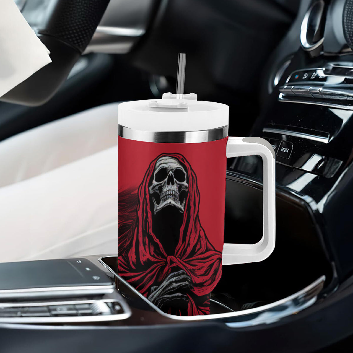 Skull Death Tumbler With Handle Your Time - Wonder Print Shop