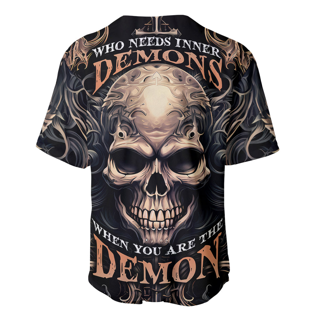 Skull Fantasy Baseball Jersey Who Needs Inner Demons When You Are The Demon - Wonder Print Shop