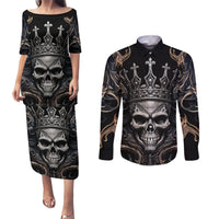 Skull Fantasy Couples Matching Puletasi Dress and Long Sleeve Button Shirts Who Needs Inner Demons When You Are The Demon - Wonder Print Shop