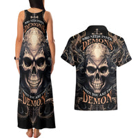 Skull Fantasy Couples Matching Tank Maxi Dress and Hawaiian Shirt Who Needs Inner Demons When You Are The Demon - Wonder Print Shop