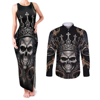 Skull Fantasy Couples Matching Tank Maxi Dress and Long Sleeve Button Shirts Who Needs Inner Demons When You Are The Demon - Wonder Print Shop