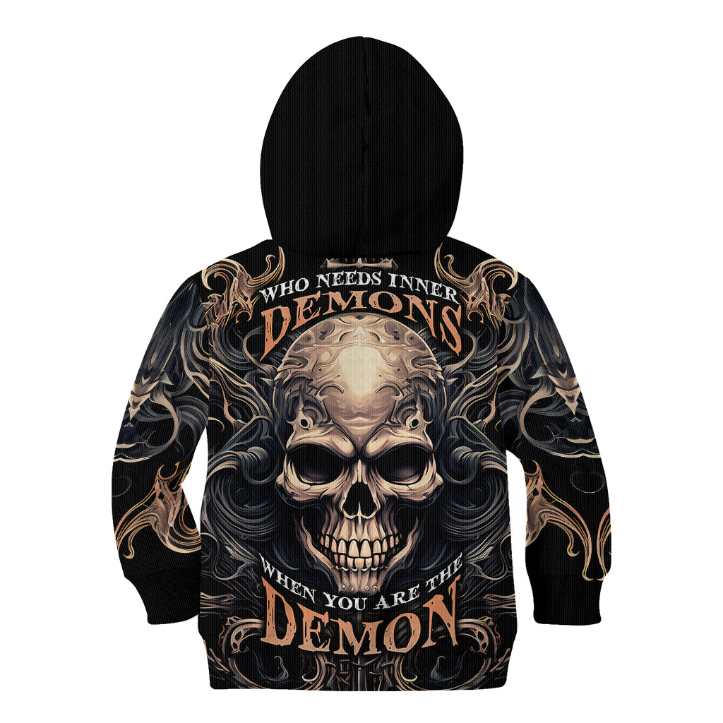 Skull Fantasy Kid Hoodie Who Needs Inner Demons When You Are The Demon - Wonder Print Shop