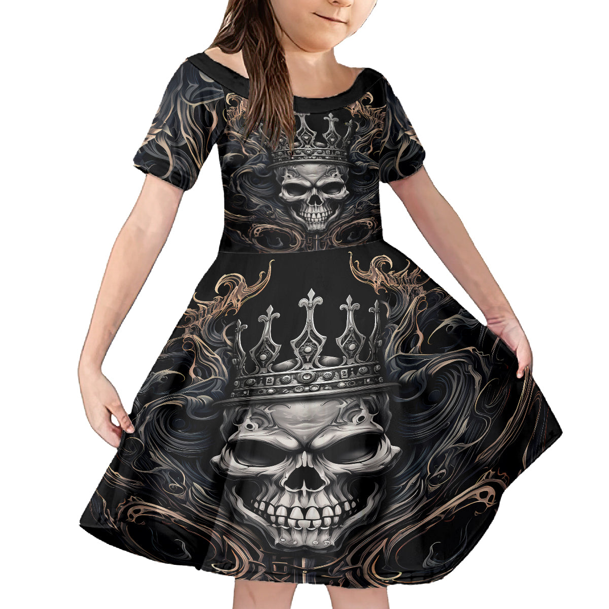 Skull Fantasy Kid Short Sleeve Dress Who Needs Inner Demons When You Are The Demon - Wonder Print Shop