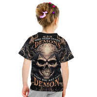 Skull Fantasy Kid T Shirt Who Needs Inner Demons When You Are The Demon - Wonder Print Shop
