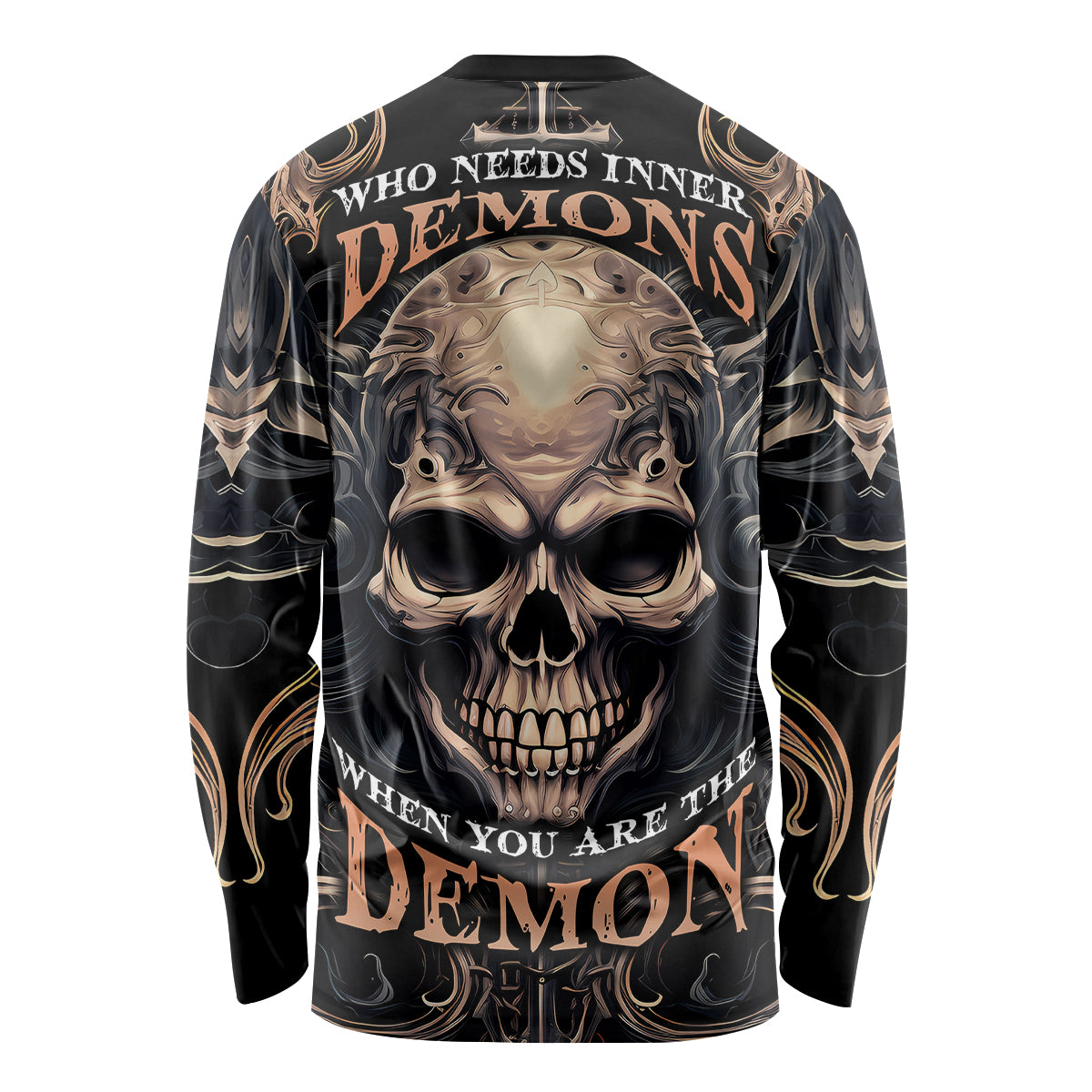 Skull Fantasy Long Sleeve Shirt Who Needs Inner Demons When You Are The Demon - Wonder Print Shop