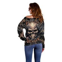 Skull Fantasy Off Shoulder Sweater Who Needs Inner Demons When You Are The Demon - Wonder Print Shop