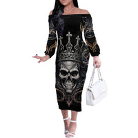 Skull Fantasy Off The Shoulder Long Sleeve Dress Who Needs Inner Demons When You Are The Demon - Wonder Print Shop