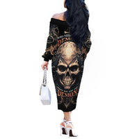 Skull Fantasy Off The Shoulder Long Sleeve Dress Who Needs Inner Demons When You Are The Demon - Wonder Print Shop