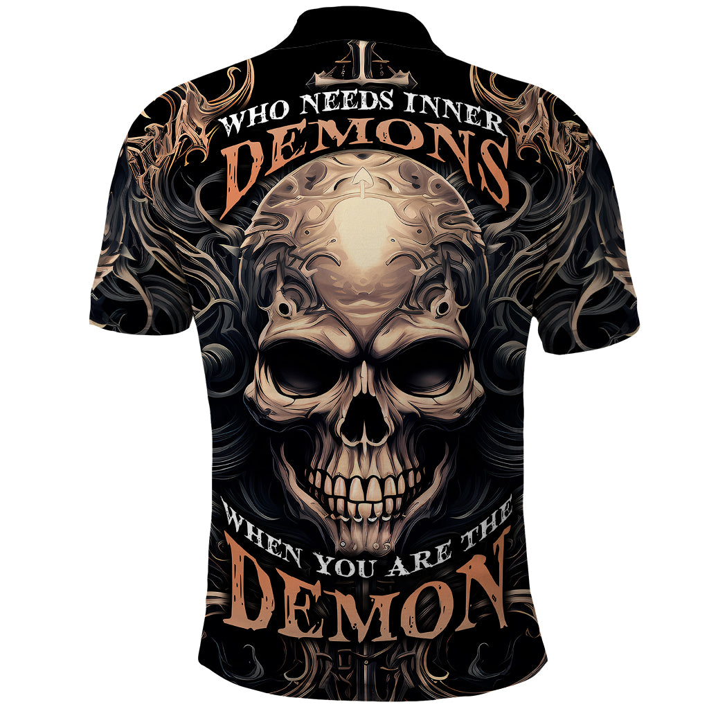 Skull Fantasy Polo Shirt Who Needs Inner Demons When You Are The Demon - Wonder Print Shop
