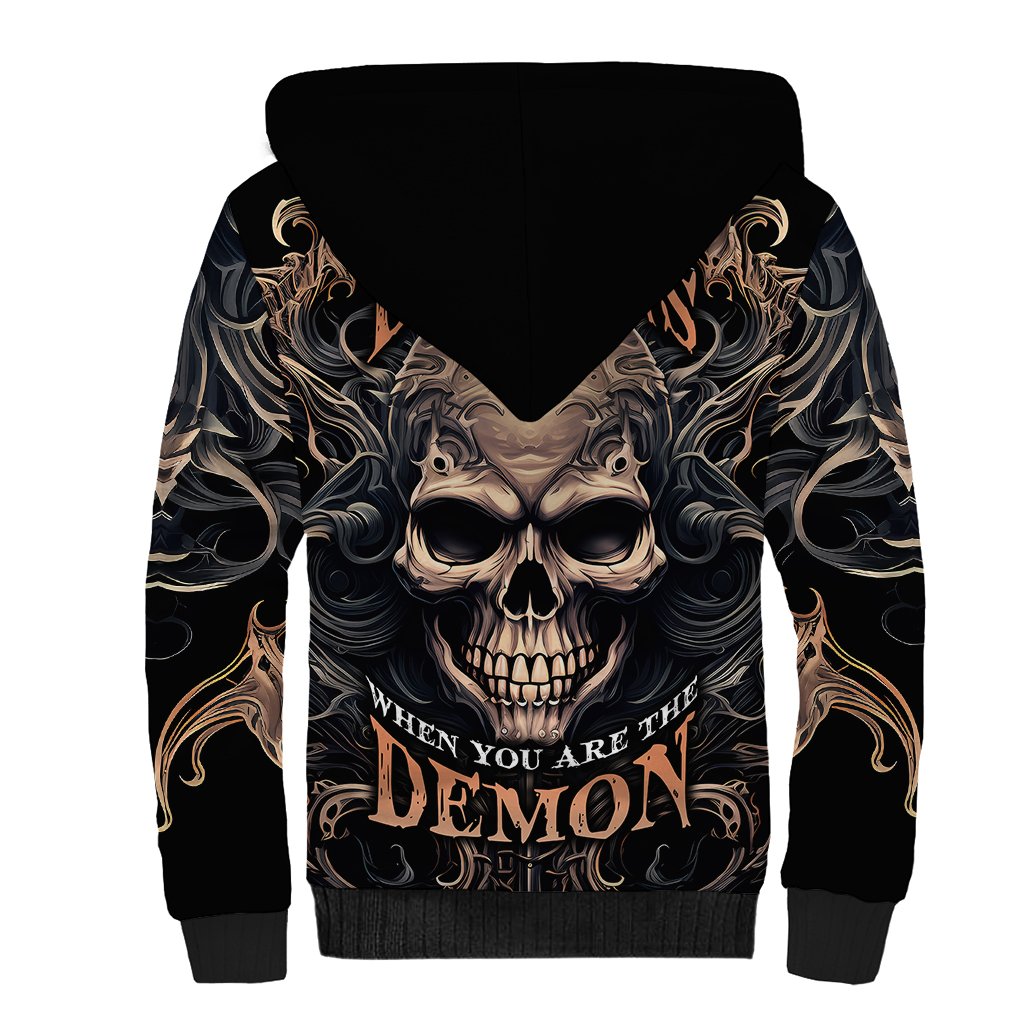Skull Fantasy Sherpa Hoodie Who Needs Inner Demons When You Are The Demon - Wonder Print Shop