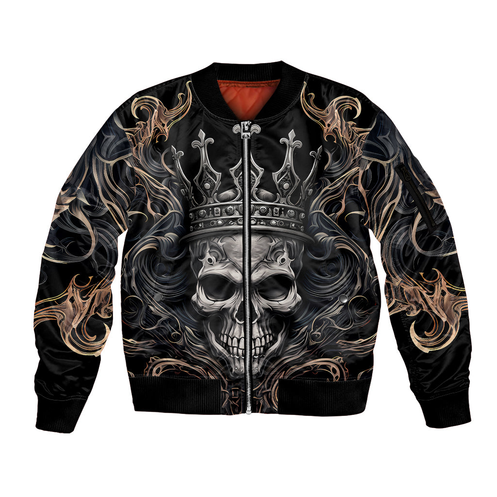 Skull Fantasy Sleeve Zip Bomber Jacket Who Needs Inner Demons When You Are The Demon - Wonder Print Shop