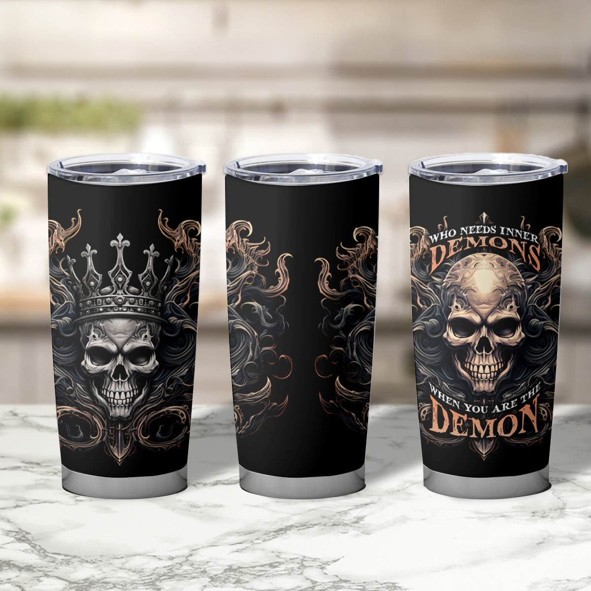 Skull Fantasy Tumbler Cup Who Needs Inner Demons When You Are The Demon - Wonder Print Shop