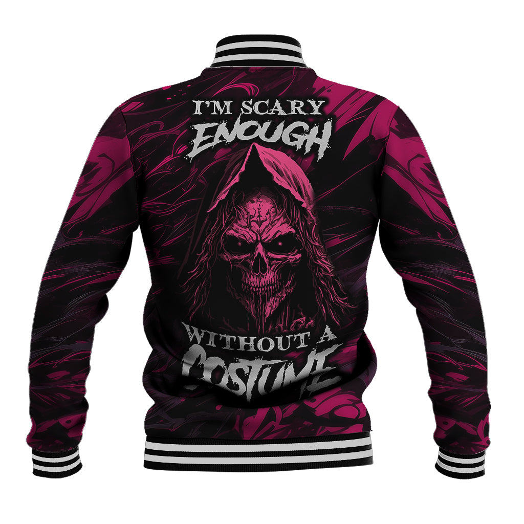 Death Skull Baseball Jacket I'm Scary Enough Without A Costume - Wonder Print Shop
