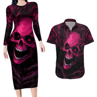 Death Skull Couples Matching Long Sleeve Bodycon Dress and Hawaiian Shirt I'm Scary Enough Without A Costume - Wonder Print Shop