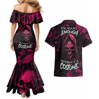 Death Skull Couples Matching Mermaid Dress and Hawaiian Shirt I'm Scary Enough Without A Costume - Wonder Print Shop