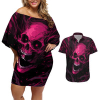 Death Skull Couples Matching Off Shoulder Short Dress and Hawaiian Shirt I'm Scary Enough Without A Costume - Wonder Print Shop