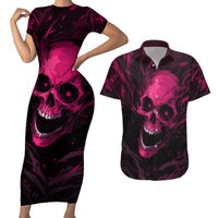 Death Skull Couples Matching Short Sleeve Bodycon Dress and Hawaiian Shirt I'm Scary Enough Without A Costume - Wonder Print Shop