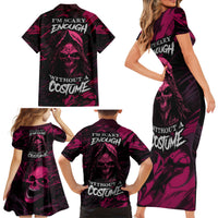 Death Skull Family Matching Short Sleeve Bodycon Dress and Hawaiian Shirt I'm Scary Enough Without A Costume - Wonder Print Shop