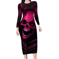Death Skull Long Sleeve Bodycon Dress I'm Scary Enough Without A Costume - Wonder Print Shop
