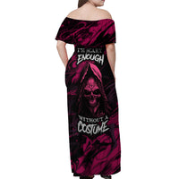 Death Skull Off Shoulder Maxi Dress I'm Scary Enough Without A Costume - Wonder Print Shop