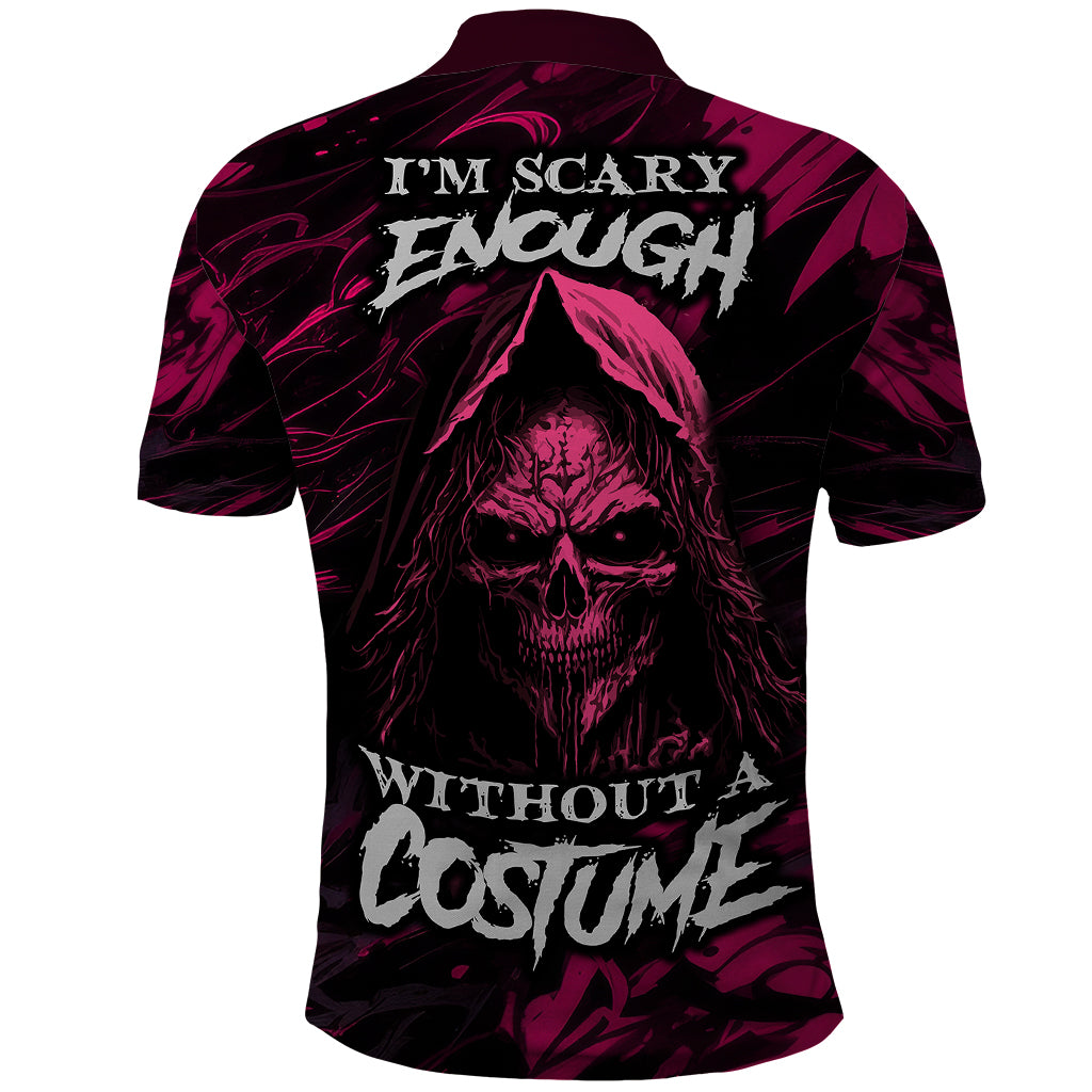 Death Skull Polo Shirt I'm Scary Enough Without A Costume - Wonder Print Shop