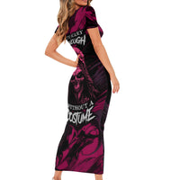 Death Skull Short Sleeve Bodycon Dress I'm Scary Enough Without A Costume - Wonder Print Shop