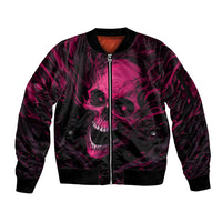 Death Skull Sleeve Zip Bomber Jacket I'm Scary Enough Without A Costume - Wonder Print Shop