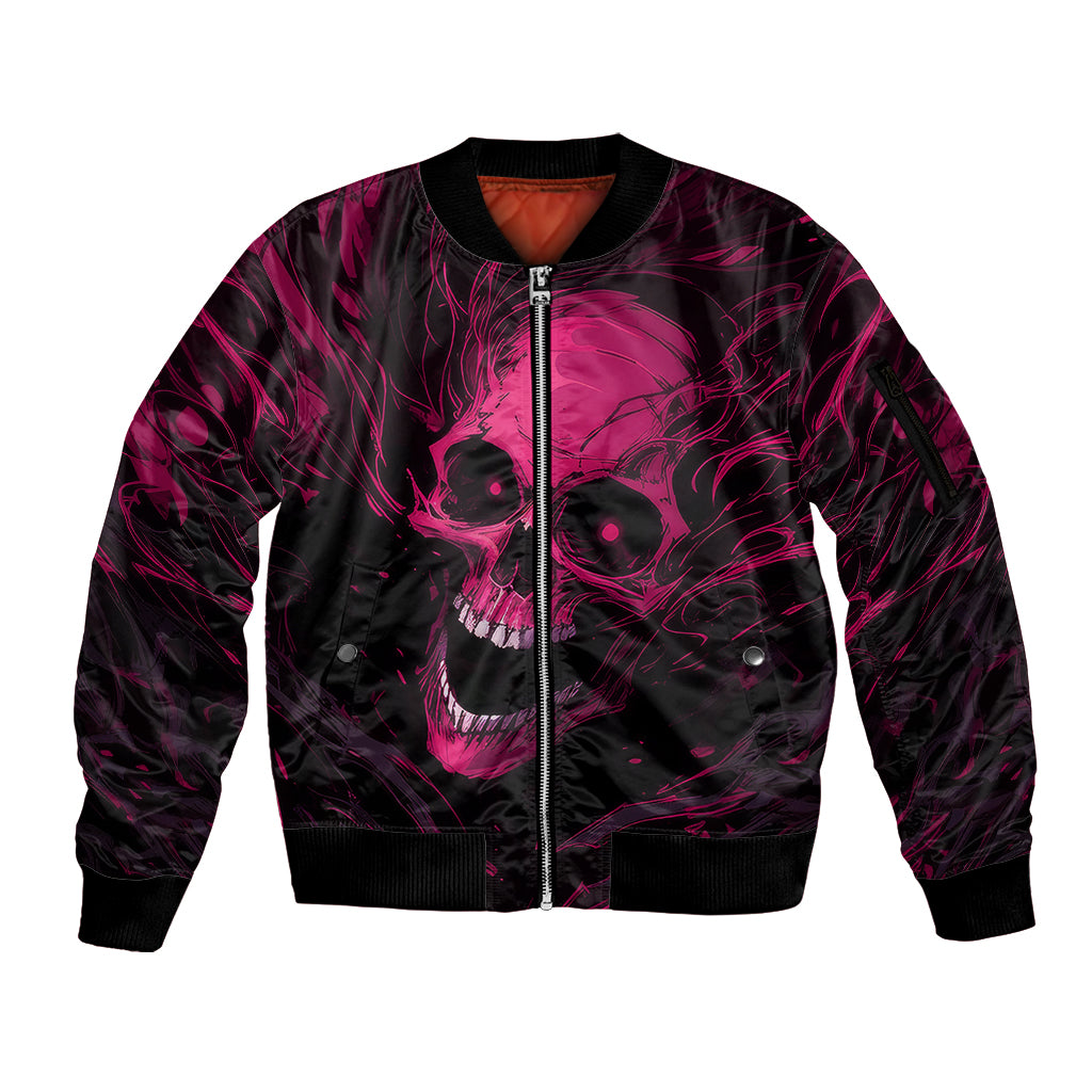 Death Skull Sleeve Zip Bomber Jacket I'm Scary Enough Without A Costume - Wonder Print Shop