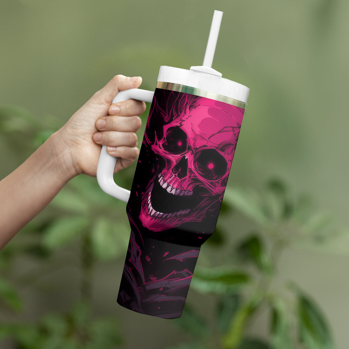 Death Skull Tumbler With Handle I'm Scary Enough Without A Costume - Wonder Print Shop
