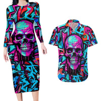 Skull Grafity Couples Matching Long Sleeve Bodycon Dress and Hawaiian Shirt You Are Never Too Young To Dream Big - Wonder Print Shop