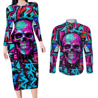 Skull Grafity Couples Matching Long Sleeve Bodycon Dress and Long Sleeve Button Shirts You Are Never Too Young To Dream Big - Wonder Print Shop