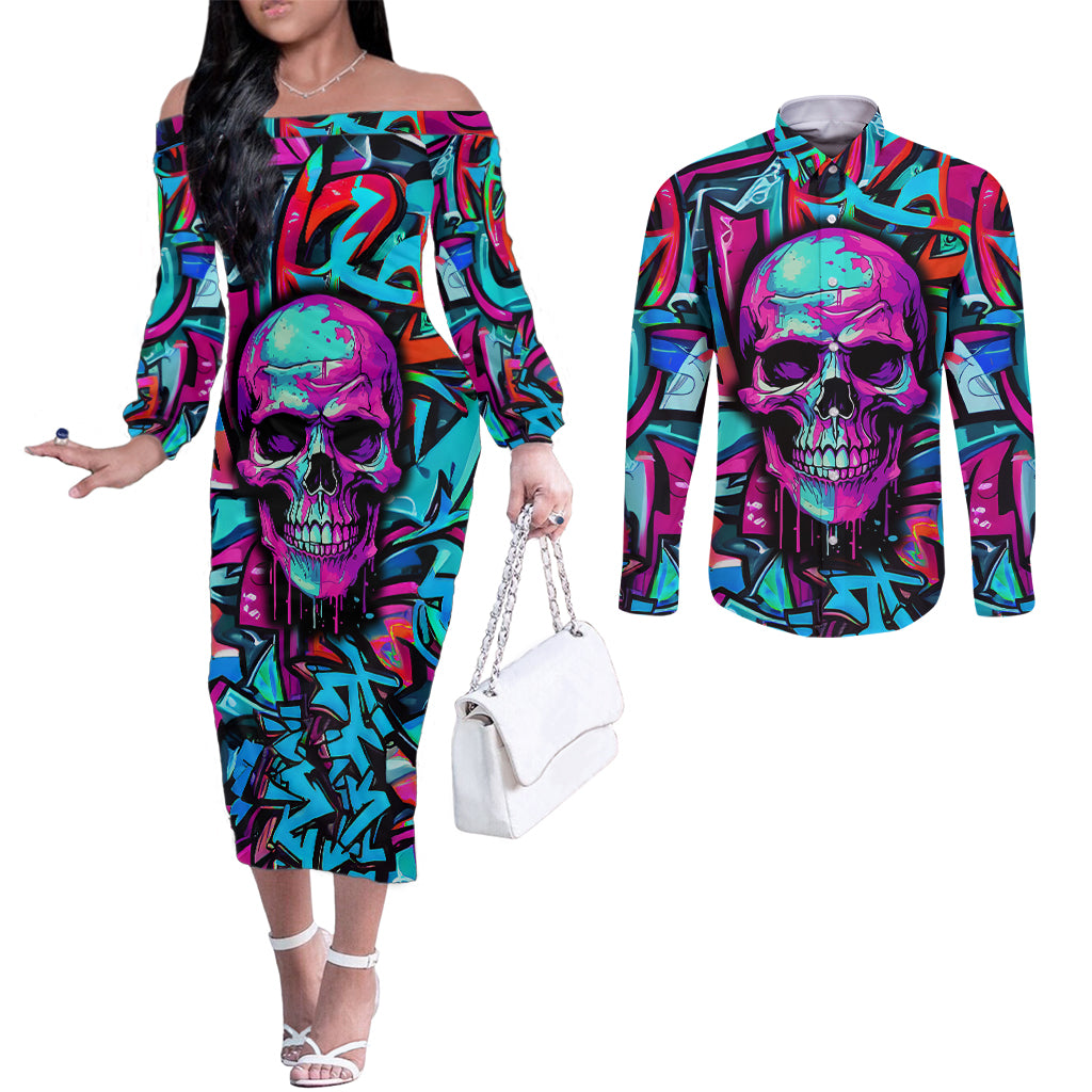 skull-grafity-couples-matching-off-the-shoulder-long-sleeve-dress-and-long-sleeve-button-shirts-you-are-never-too-young-to-dream-big