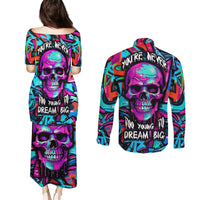 Skull Grafity Couples Matching Puletasi Dress and Long Sleeve Button Shirts You Are Never Too Young To Dream Big - Wonder Print Shop