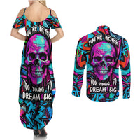 Skull Grafity Couples Matching Summer Maxi Dress and Long Sleeve Button Shirts You Are Never Too Young To Dream Big - Wonder Print Shop