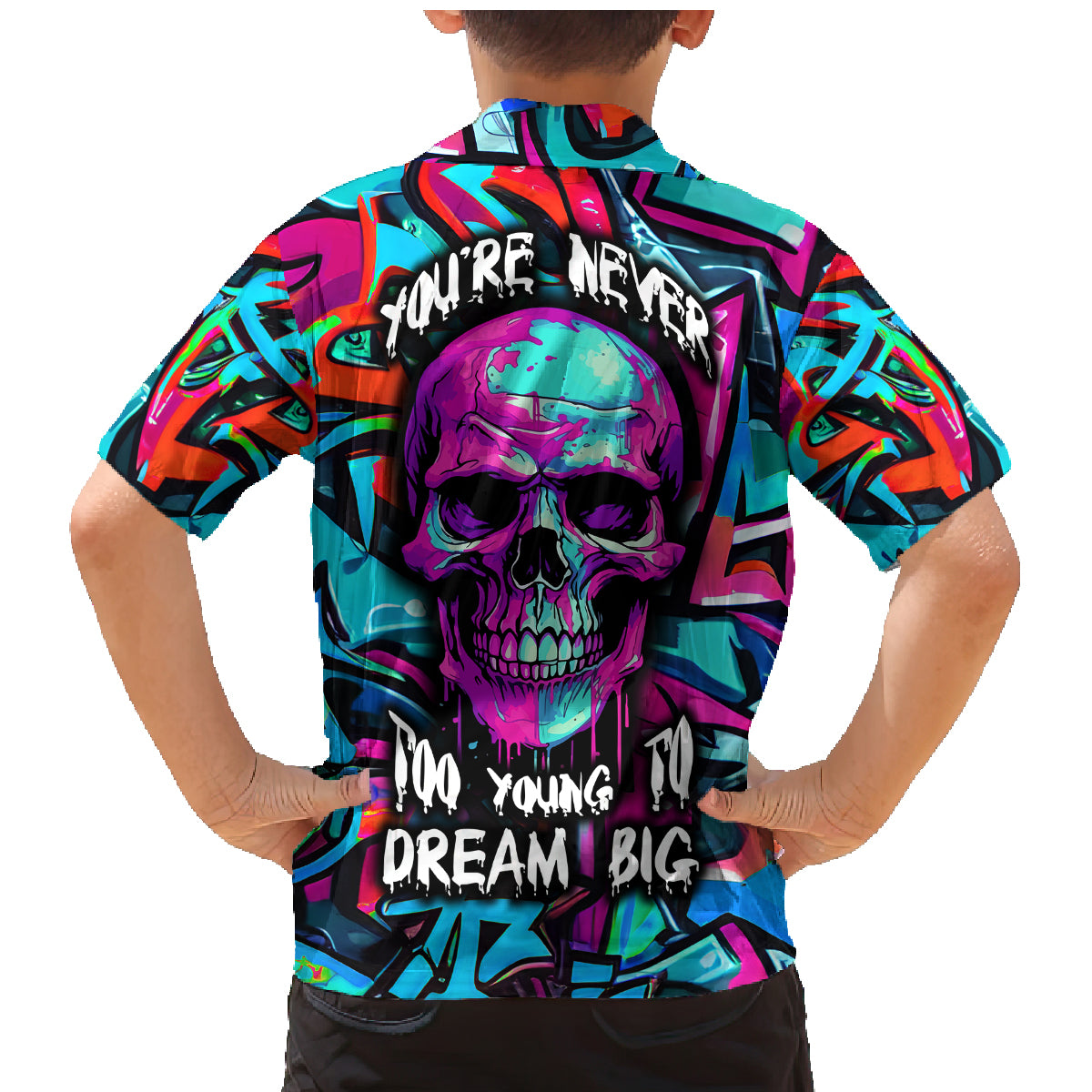 Skull Grafity Family Matching Mermaid Dress and Hawaiian Shirt You Are Never Too Young To Dream Big - Wonder Print Shop