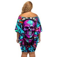 Skull Grafity Off Shoulder Short Dress You Are Never Too Young To Dream Big - Wonder Print Shop