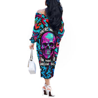 Skull Grafity Off The Shoulder Long Sleeve Dress You Are Never Too Young To Dream Big - Wonder Print Shop