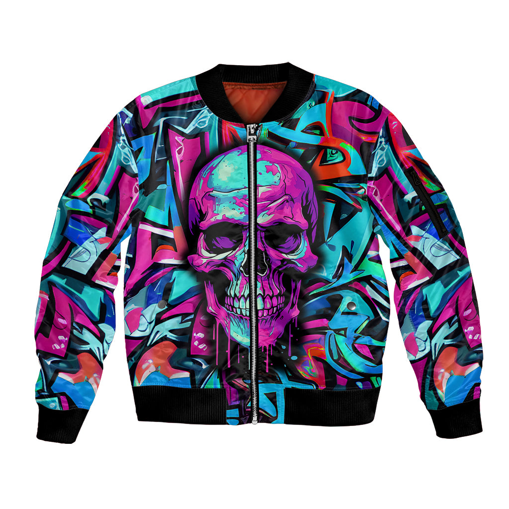 Skull Grafity Sleeve Zip Bomber Jacket You Are Never Too Young To Dream Big - Wonder Print Shop