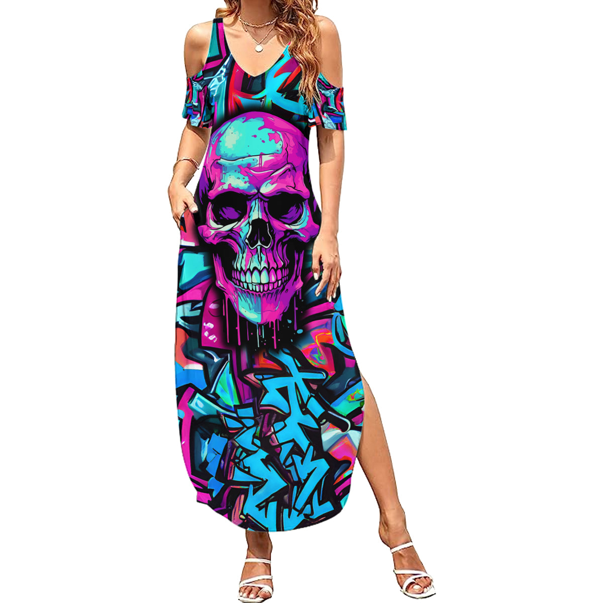 Skull Grafity Summer Maxi Dress You Are Never Too Young To Dream Big - Wonder Print Shop