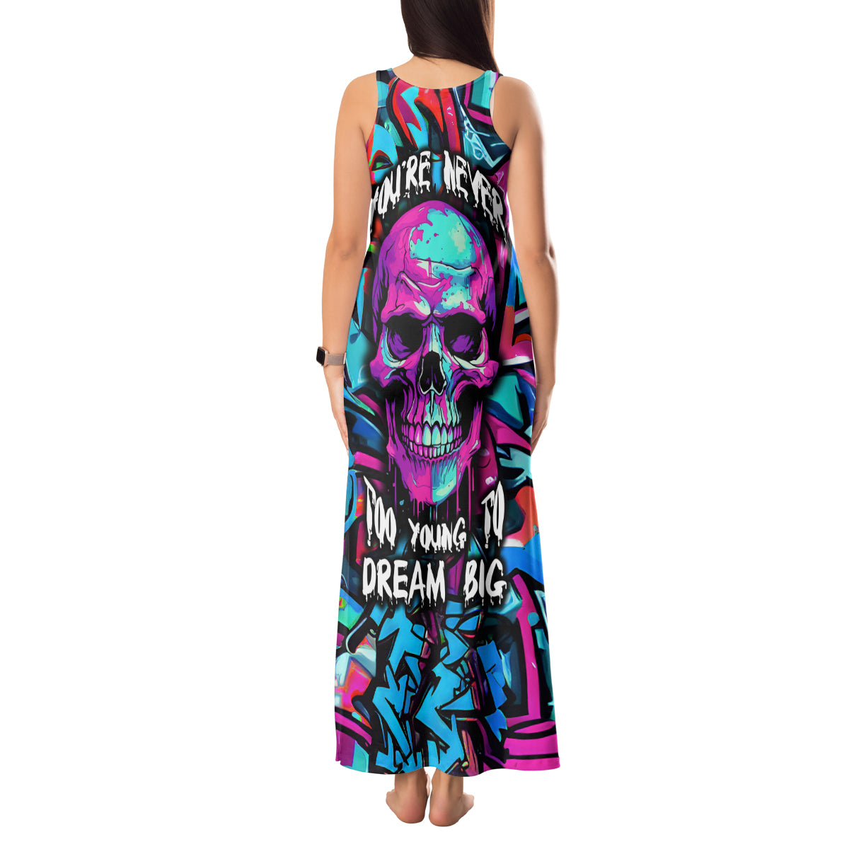 Skull Grafity Tank Maxi Dress You Are Never Too Young To Dream Big - Wonder Print Shop