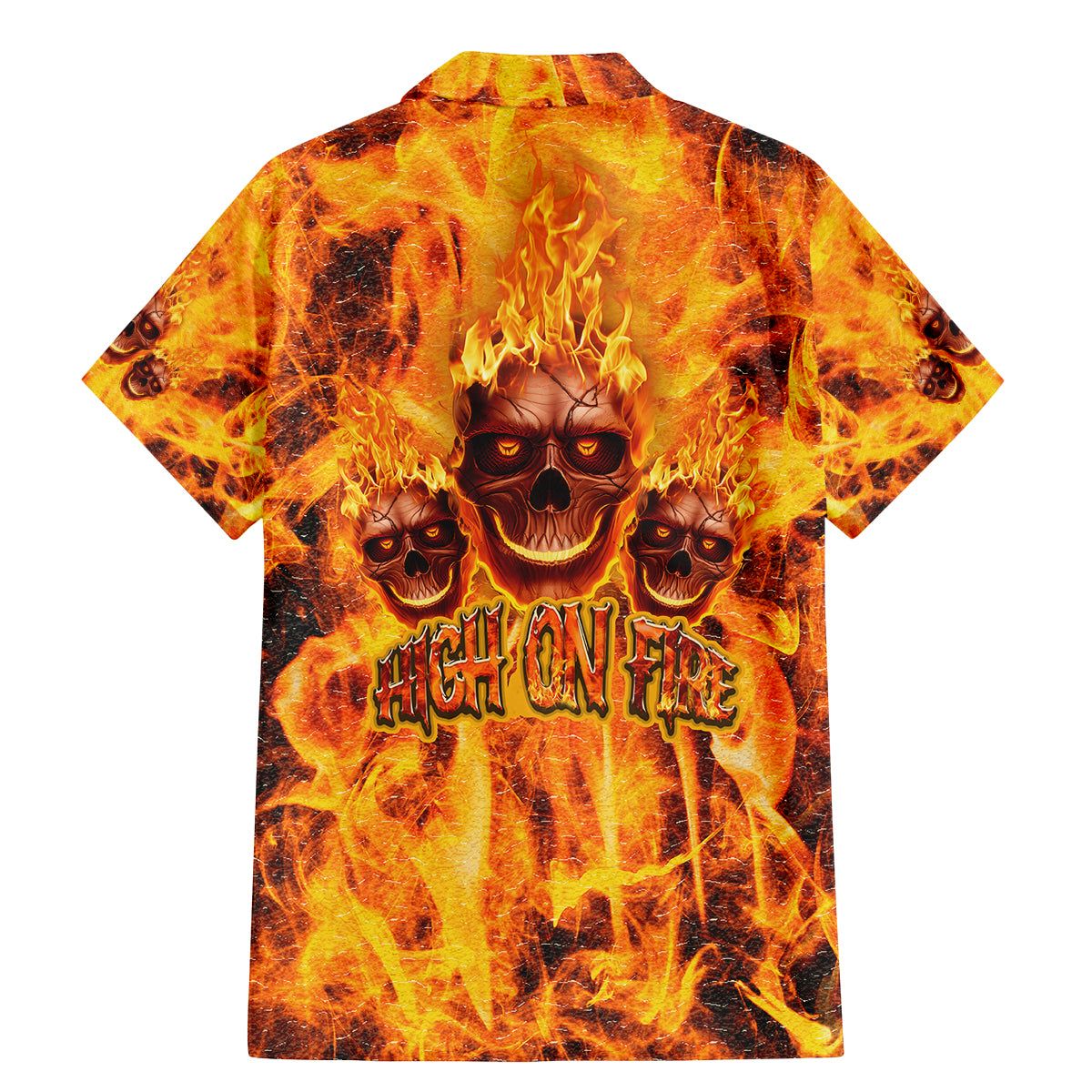 Three Skulls Flaming Family Matching Mermaid Dress and Hawaiian Shirt High On Fire - Wonder Print Shop