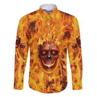 Three Skulls Flaming Family Matching Short Sleeve Bodycon Dress and Hawaiian Shirt High On Fire - Wonder Print Shop
