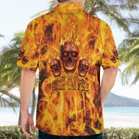 Three Skulls Flaming Hawaiian Shirt High On Fire - Wonder Print Shop