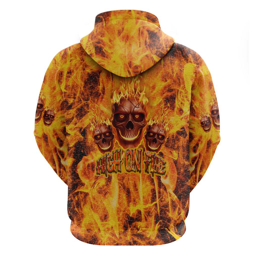 Three Skulls Flaming Hoodie High On Fire - Wonder Print Shop