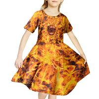 Three Skulls Flaming Kid Short Sleeve Dress High On Fire - Wonder Print Shop