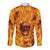 Three Skulls Flaming Long Sleeve Button Shirt High On Fire - Wonder Print Shop